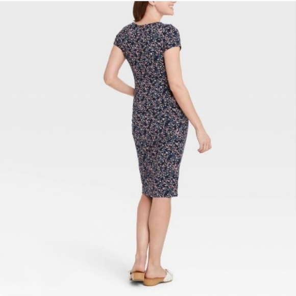 NWT maternity dress, navy floral, XS - Picture 2 of 3